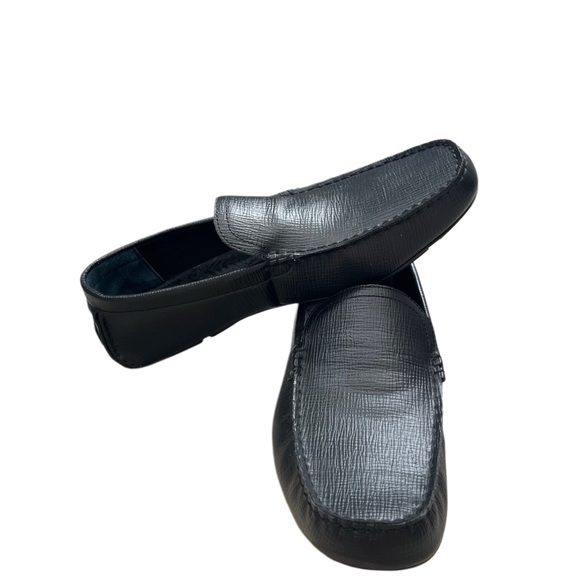 INC International Concepts Black Leather Men's Round Toe Slip-On Loafers Size 12 - Picture 1 of 7